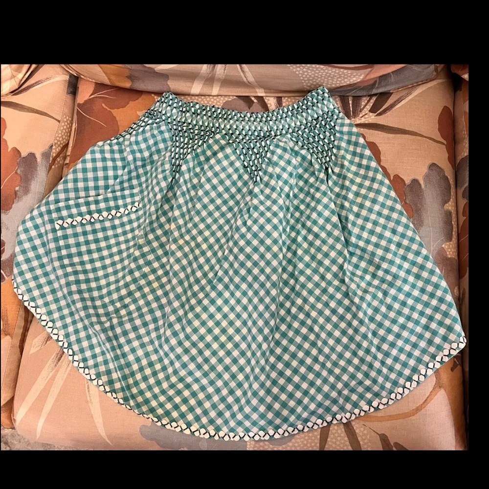 VTG Handmade Green White Black Gingham Check Apron Embroidered St Patrick’s Day